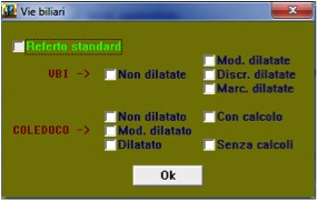 Opzioni per descrivere colecisti e vie biliari